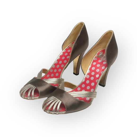 Christian Lacroix ♛ Satin Caged D'Orsay Heels ♛ Bronze Metallic ♛ 37 6.5M 7M ♛ - Picture 7 of 16